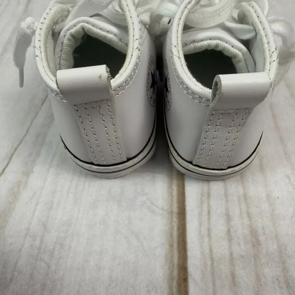 Converse All Star Crib Shoes Toddler Baby White High Top Sneakers Size 2